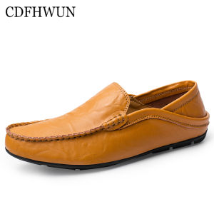 CDFHWUN Loafers for Men 2024 New Fashion Leather Simple Loafer Shoes Soft Lazy Shoes Lightsome Rubber Sole Formal Shoes for Men Slip-on