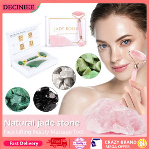 DECINIEE Rose Quartz Jade Roller Face Slimming Massager Face Lifting Natural Jade Stone Facial Massage Roller Skin Care Beauty Set Box Gift Girl Mom