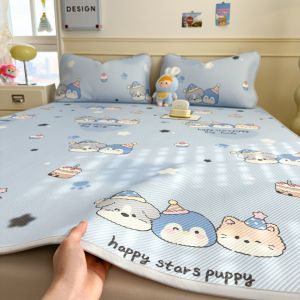 High-quality Ice Silk Bed Mat for Summer Breathable Cooling Feel Bed Protection Pad Adult Child Sleeping Summe Mat Bedsheet Set2026