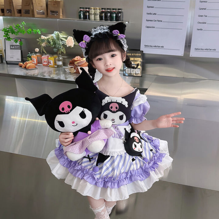 Kawaii Sanrio Kuromi Children Dress Cute Cartoon Anime Lolita Princess