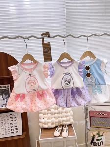 ABCKIDS Girls Cute Outfit Set Two-Piece Sleeveless Set with Short Flutter Sleeves Kuromi Cinamoroll