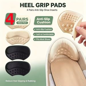 4 Pairs Heel Pad Anti-wear Stickers Heel Protectors Womens Shoes Pad Insoles Anti-Slip Adjust Size 1pair 6mm