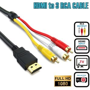 Hdmi Cable To 3 RCA AV Composite Male to Male Connector Adapter Cord Transmitter Cable