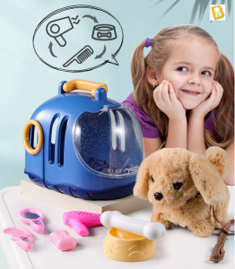 BabyBoss Portable Interactive Plush Pet Basket Toy Puppy Bunny Battery Operated Mainan Bakul Haiwan Kesayangan