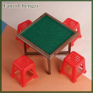 Fanzi 1Set 1:12 Dollhouse Miniature Mahjong Table And Chair Model Furniture Home Model Decor Toy Doll House Accessories