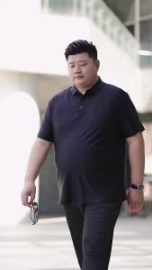 [QiaoFan] 55-180KG Men Oversized Quick Drying Short Sleeved Top Man Plus Size Big Black Loose Polo T-shirt