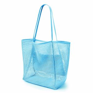 Womens Mesh Beach Shoulder Bag Summer Travel Foldable Shoulder Bag C174