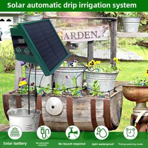 【24-hour Delivery】RCYAGO Solar Smart Drip Irrigation System IP65 Waterproof Suitable for Garden Potted Plants Automatic Wwatering Kit