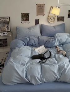 A Baby-like Cotton Ultra-Soft and Soft Sleepable Duvet Cover Bed Sheet Four-Piece Set Skin-Friendly Student Dormitory Bed Three-Piece Set Bed Skirt 4LZD