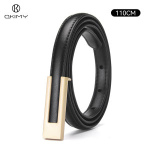 OKIMY Fashion Women Belts Thin Belt Elegant Needle Buckle Design Adjustable Girls Ladies Belt PU Leather Long Straps Waistbands Dress Coat Alloy Buckle Decorations