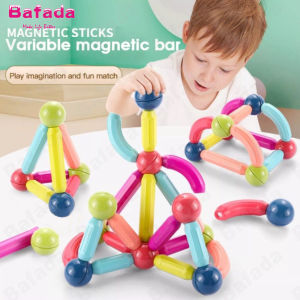 Bafada 64 PCS BIg Size Magnetic Blocks STEM Educational Gifts and Toys Set for BoysMagneitc Tiles are Best Birthday Gift for KidsEarly Learning Construction Toy Magnetic Sticks Assembly Game for kids