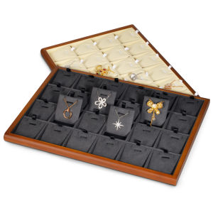 Oirlv เดิมไม้เครื่องประดับแหวนต่างหูสร้อยข้อมือนาฬิกาสร้อยคอแสดงถาดเก็บจัดตู้โชว์นิทรรศการเครื่องประดับทองคอลเลกชันผู้ถือแผ่น P082