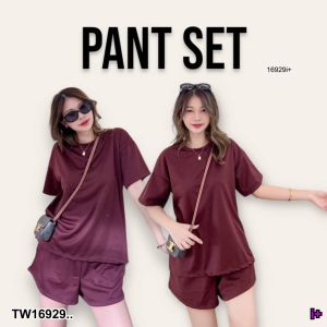 TW16929 Set 2 ชิ้น เซตเสื้อยืดคอกลม + กางเกงขาสั้น ..