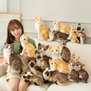 OKDEALS01 Decoration 45cm Birthday Gift Kitten Doll Plushandpadding Lifelike Home Decor American Shorthair Siamese Cat Simulation Cat Pet Toys Plush Doll Stuffed Lying Cat