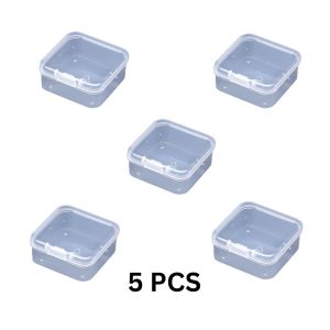 Mini Clear Square One-piece Clamshell Desktop Storage Box Stationery Assortment Organizer Container for Earplug Jewelry