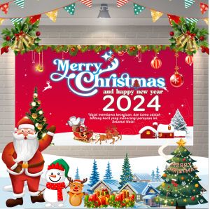 Ambil Promo Sekarang Spanduk Banner Backdrop Selamat Hari Natal dan Tahun Baru Merry Christmas and Happy New Year 2025 terdekat