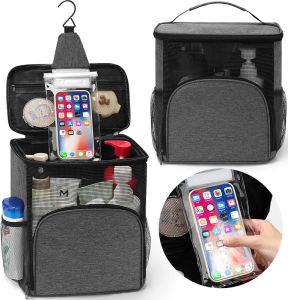 EIMMBD Hanging Shower Bag Shower Caddy Portable Larger Capacity with Phone Storage Upgraded Shower Caddy Hanging for College DormTravel Gym Camp Mesh Shower Caddy for Women Men(Black)