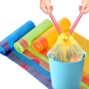 100Pcs Tear-free Trash Bag Thick Portable Garbage Bag Kitchen Waste Drawstring Garbage Affordable Package 加厚免撕垃圾袋 抽绳款