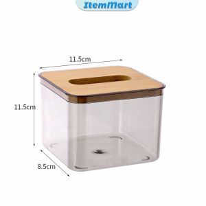 ItemMart Tissue Box Gray Transparent Nordic Style Paper Roll Box Desktop Storage Box S/M/L