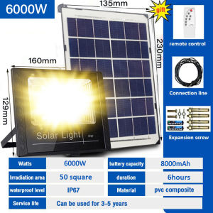 Arkady 50000W Solar Light Warm White Outdoor Waterproof Solar Garden Light with Remote Control Solar Spotlight Street Light