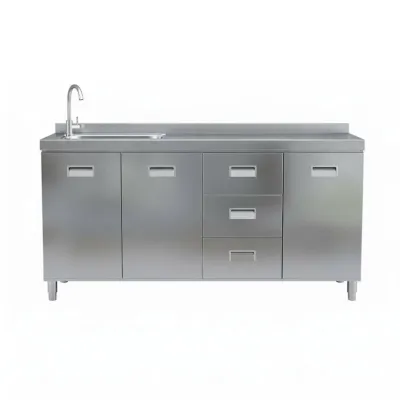 Easy to Clean Stainless Steel Kitchen Cabinet Waterproof Kitchen Storage Cabinet Stain-Resistant Thickened and Reinforced for Small Apartment Dwellers Homeowners Families Utility Room Garage