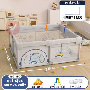 Quây Bóng V-Baby Nhà Bóng Cho Bé Khung Inox S1 Gấu Xám Và Khủng Long [KÈM QUÀ TẶNG]