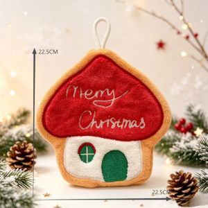 PAZNUL Water Absorption Christmas Hand Towels Coral Fleece Quick-drying Christmas Tree Handkerchiefs Cute Hanging Cleaning Dishcloths Kitchen Bathroom