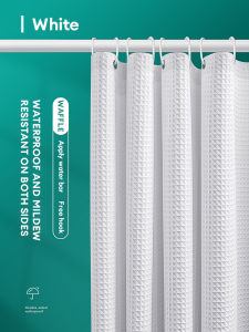 XTEN 120cm/180cm Waffle Shower Curtain Waterproof with Rod Bathroom Curtains Makapal Washable Cloth