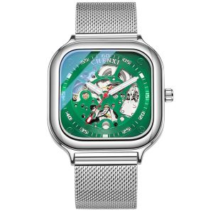 CHENXI Watch Men Luxury Automatic Mechanical Wrist Watch Man Stainless Steel Waterproof Skeleton Tourbillon Clock