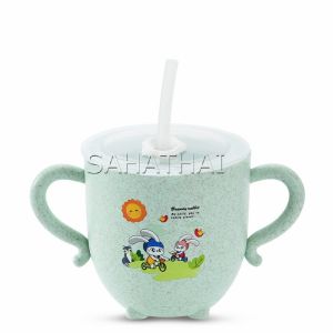 SH.Thai แก้วหัดดูด กันกระแทก มีฝา  ขนาด  280ml Kids Utensils