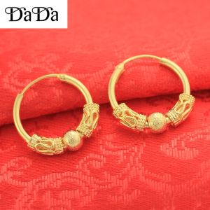 [Promotion] hikaw 18k saudi gold pawnable for kids girl earrings ping an good luck bead jewelry gift for baby buy 1 take 1 pearl earrings hypoallergenic