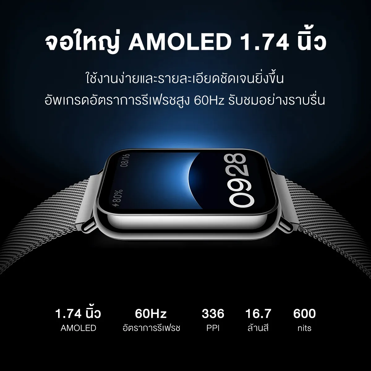 Xiaomi Mi Band 8 Pro จอแสดงผล 1.74" AMOLED 60Hz การจัดการสุขภาพหลายมิต Smart Band 8 Pro รับประกันศูนย์ไทย 1 ปี
