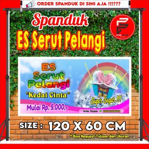 Spanduk Es Serut Pelangi / Banner Minuman Es Serut / Spanduk Kustom / Spanduk Ukuran 120 x 60 cm