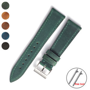 สร้อยข้อมือหนังแท้18มม. 19มม. 20มม. 21มม. 22มม. วินเทจนาฬิกาข้อมือธุรกิจนิ่มสายคล้องข้อมือแบบย้อนยุค