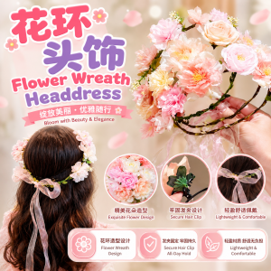 Flower Wreath Headdress 🎀 花童伴娘花环头饰 Cekak Rambut Gelang Kepala Kanak-Kanak Puteri Princess Headband Girl Hair Accessories