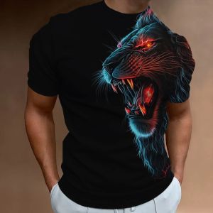 Animal Lion 3D Print Men T-Shirt Summer Short Sleeve Tops Fashion T-Shirts for Men Clothes Oversized T-Shirt O-Neck Streetwear