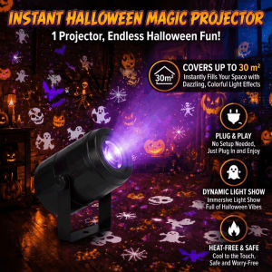 Halloween Pumpkin Skull Projector Light USB Night Light Atmosphere Light Rotating Projection Lamp For Halloween Party Room 万圣节氛围灯