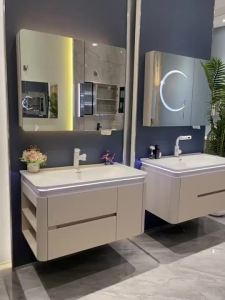 [CozyNest ]Solid Wood Bathroom Cabinet Ceramic Integrated Basin Mirror Cabinet Light Luxury Toilet Cabinet