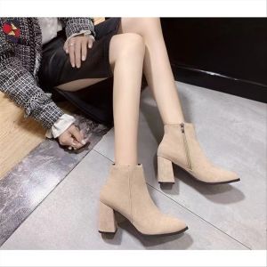 KATERINA FASHION Korean Plain Ankle Zipper Boots Shoes For Women #AB-13