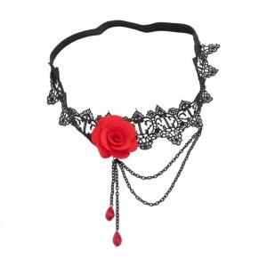 Có thể điều chỉnh màu đen ren nịt bít tất chân vành đai phụ kiện cho phụ nữ Gothic Rose hoa trang trí co giãn đùi ban nhạc với chuỗi