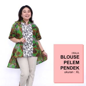Blouse Big Size Wanita Atasan Batik Jumbo LD 140 L-XL-2L-3L-4L-5L-6L-7L Model Blus Jumbo Kerja Batik / Blus Batik Big Size Formal Kantor