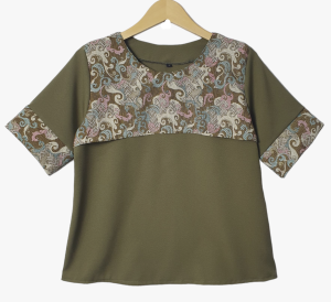LVL - Blouse Batik Lesna Blus Jumbo Atasan Kombinasi Wanita Model Baru size L XXL dan 3XL