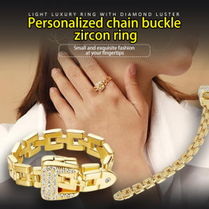 Metal Rings Women Chain Belt Buckle Rings