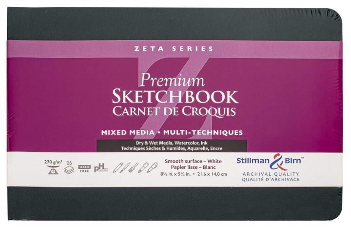 Stillman & Birn Zeta-serie Softcover schetsboek, 5.5 x 8.5, 270 GSM (extra zwaargewicht), witpapier, glad oppervlak Stillman & Birn Zeta-serie Softcover schetsboek, 5.5 x 8.5, 270 GSM (extra zwaargewicht), witpapier, glad oppervlak