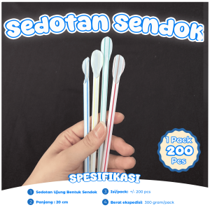 Sedotan Sendok Warna Warni Isi 200 Pcs / Sedotan Ujung Sendok / Sedotan Es Krim