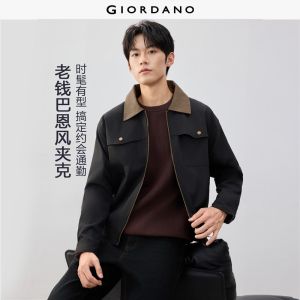 Giordano Men Contrast corduroy collar multi-pocket jacket Free Shipping 18076005
