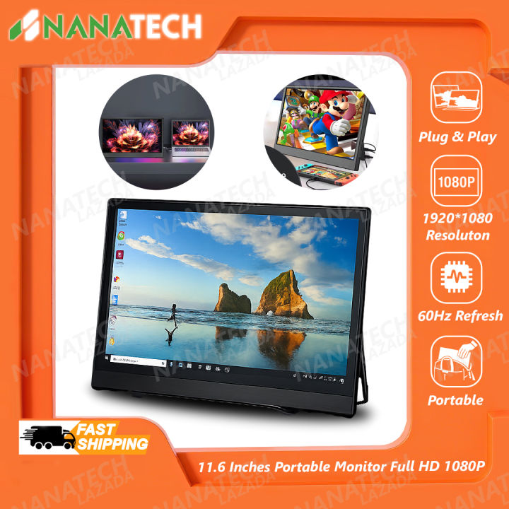NANATECH 11.6-Inch Portable External Monitor Full HD 1080P Slim USB-C ...