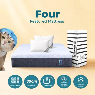 Kasur Spring Bed INTHEBOX Four - FREE Bantal Kasur Ukuran 90x200 100x200 120x200 140x200 160x200 180x200 & 200x200 Kasur garansi 10 tahun Kasur murah Kasur berkualitas Kasur lantai