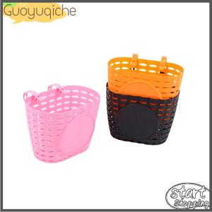 【Guoyuqiche】🔥🔥🔥 Front Handlebars Waterproof Rear Bike Basket Plastic Bicycles Basket With Fastens Strap For Boy Girl Bike Plastic Basket