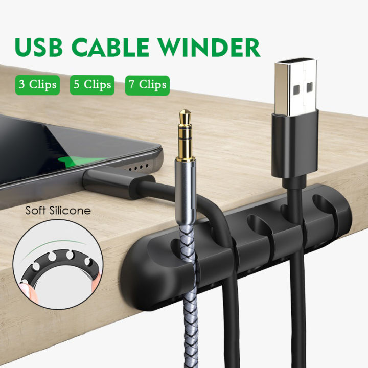 USB Cable Organizer Wire Winder Earphone Holder Cord Clip Office ...